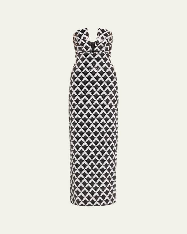 Ramona Checkmate Sequined Strapless Gown